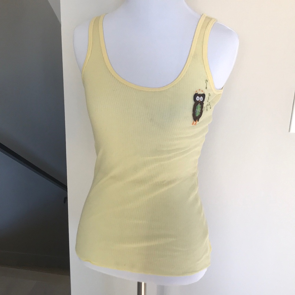 Yellow owl tank top